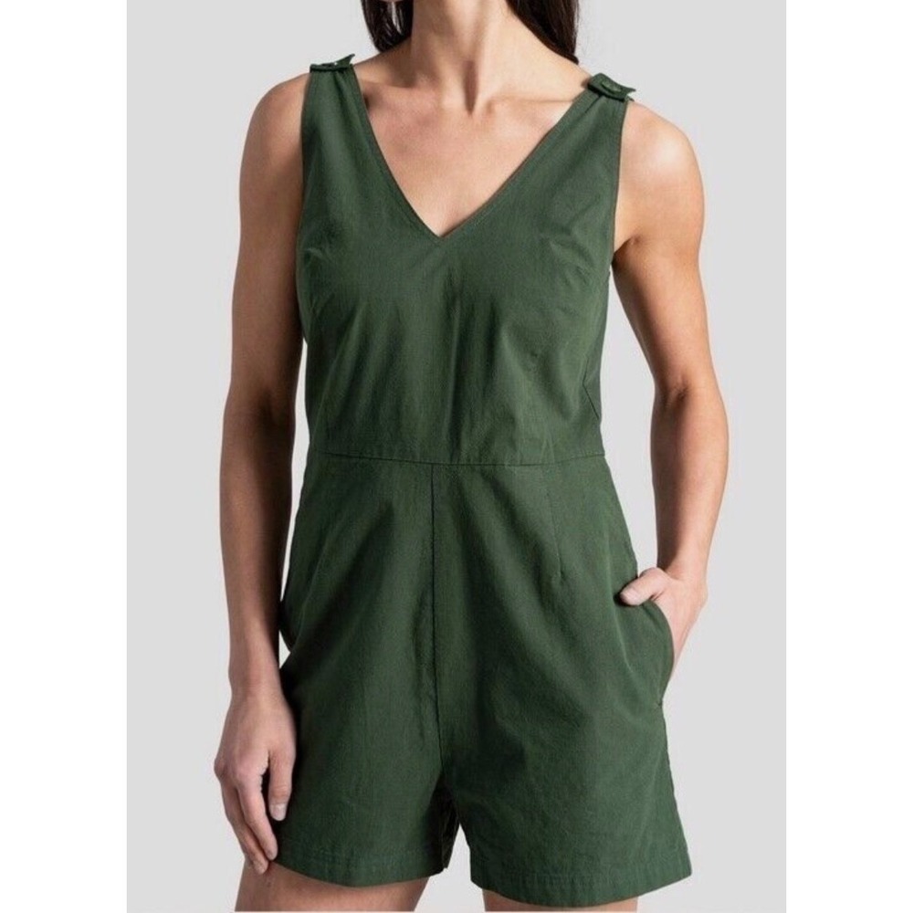 United By Blue Impact Womens XL Green Organic Cotton V-Neck Romper Granola